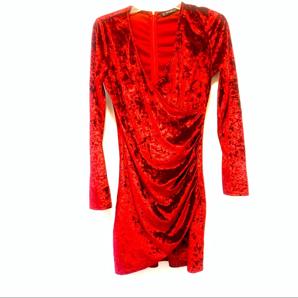 Velvet red wrap dress M